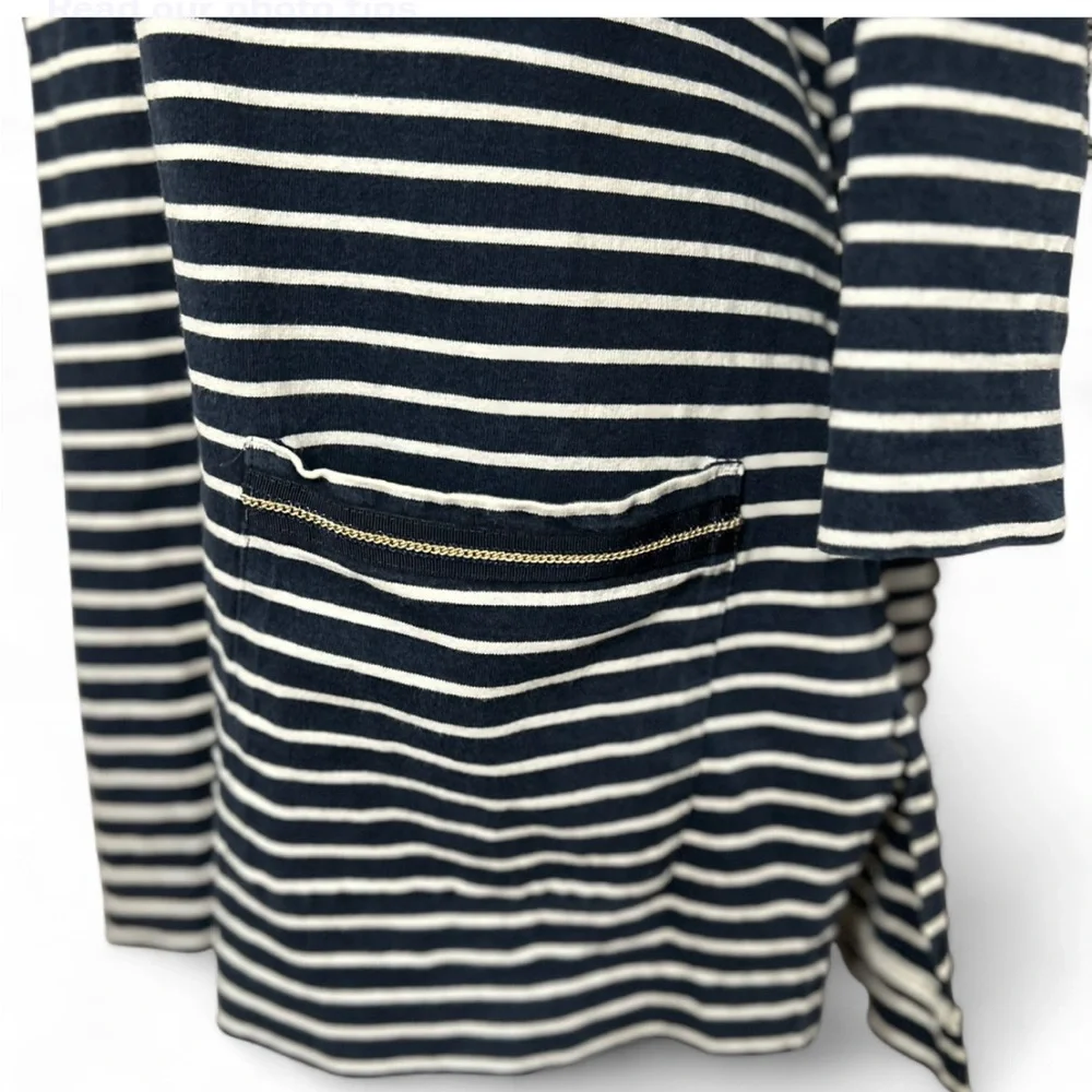 DONCASTER COLLECTION Navy and white striped 3/4 sleeve tunic top XL Good Cond.